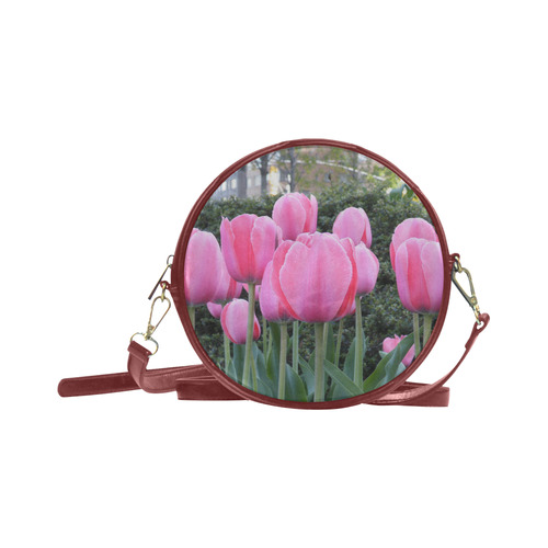 Pink Tulips Round Sling Bag (Model 1647)