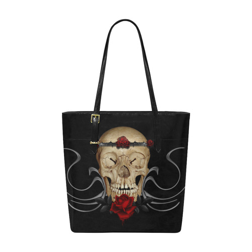 Queen Of Roses Gothic Skull Euramerican Tote Bag/Small (Model 1655)