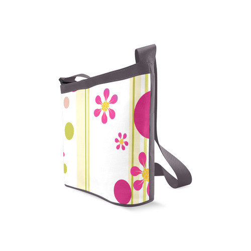 Flowers STripes Dots Pink Green Crossbody Bags (Model 1613)