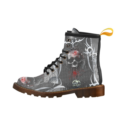 Awesome skull on metal design High Grade PU Leather Martin Boots For Women Model 402H