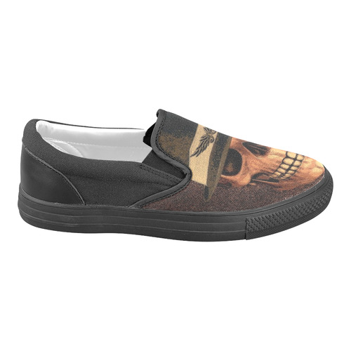 Charming Skull A by JamColors Women's Unusual Slip-on Canvas Shoes (Model 019)