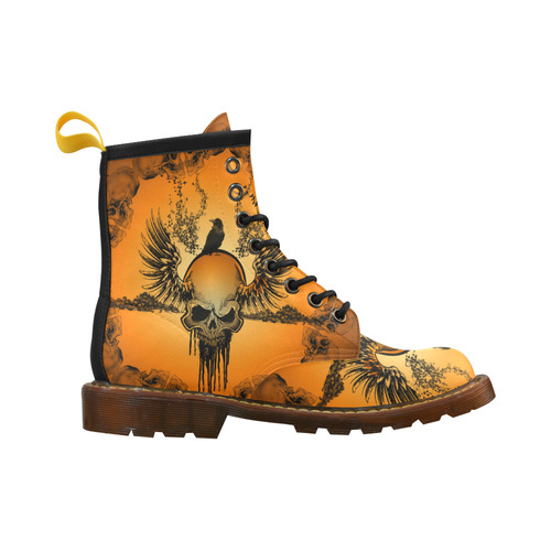 Amazing skull with crow High Grade PU Leather Martin Boots For Women Model 402H