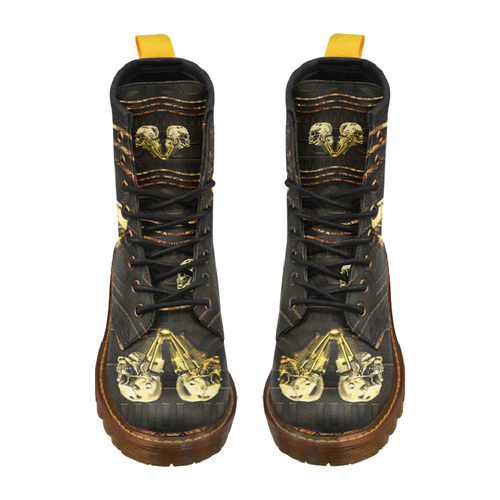 Awesome mechanical skull High Grade PU Leather Martin Boots For Women Model 402H