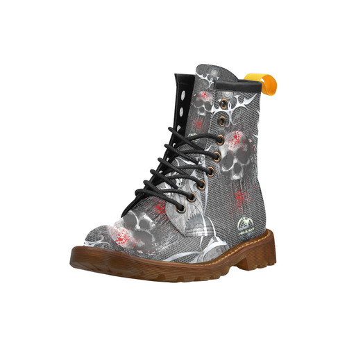 Awesome skull on metal design High Grade PU Leather Martin Boots For Women Model 402H