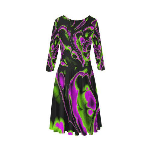 glowing fractal B by JamColors Elbow Sleeve Ice Skater Dress (D20)