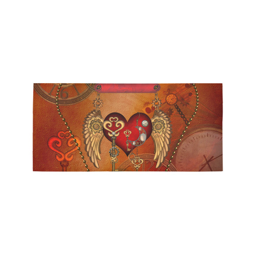 Steampunk, wonderful heart with wings Area Rug 7'x3'3''
