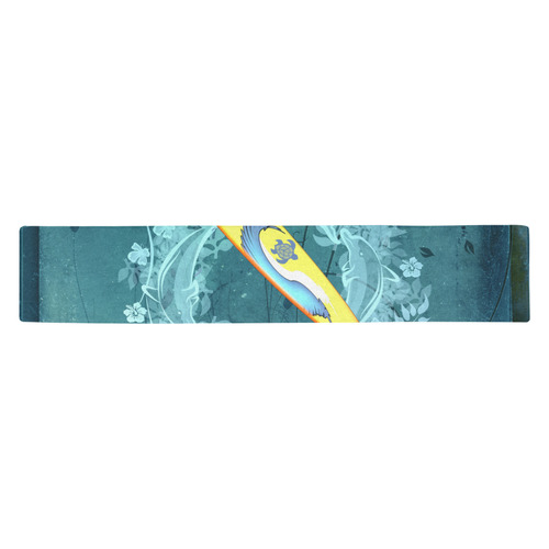 Sport, surfboard with dolphin Table Runner 14x72 inch