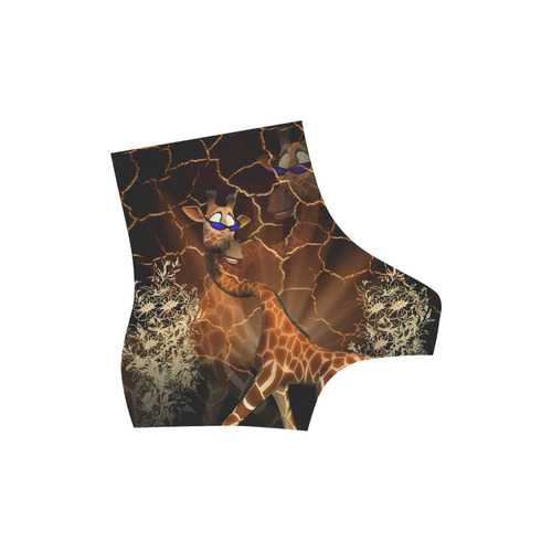 Funny giraffe with sunglasses High Grade PU Leather Martin Boots For Women Model 402H