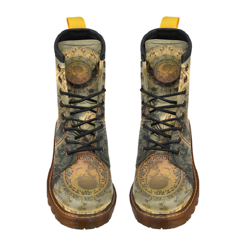 Awesome skulls on round button High Grade PU Leather Martin Boots For Women Model 402H