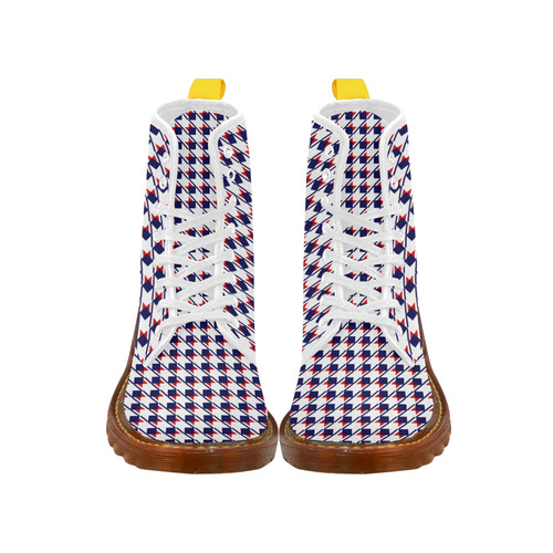 Red White Blue Houndstooth Martin Boots For Women Model 1203H