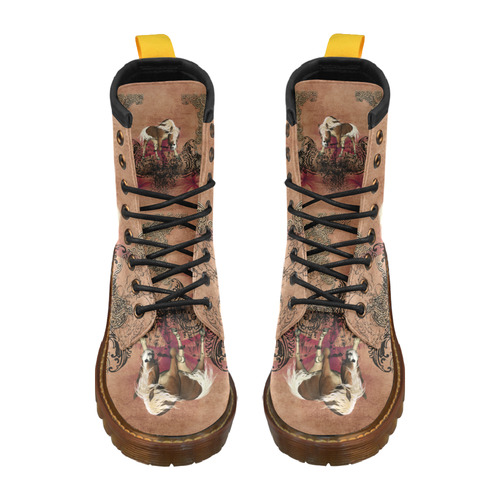 Amazing horse with flowers High Grade PU Leather Martin Boots For Women Model 402H