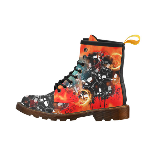 Awesome skulls High Grade PU Leather Martin Boots For Women Model 402H