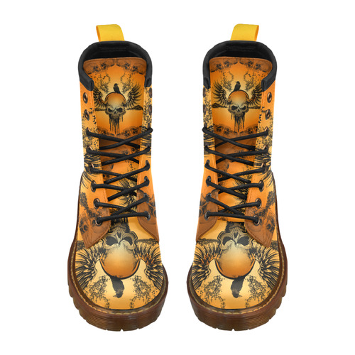 Amazing skull with crow High Grade PU Leather Martin Boots For Women Model 402H