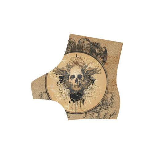 Awesome skull with wings and grunge High Grade PU Leather Martin Boots For Women Model 402H