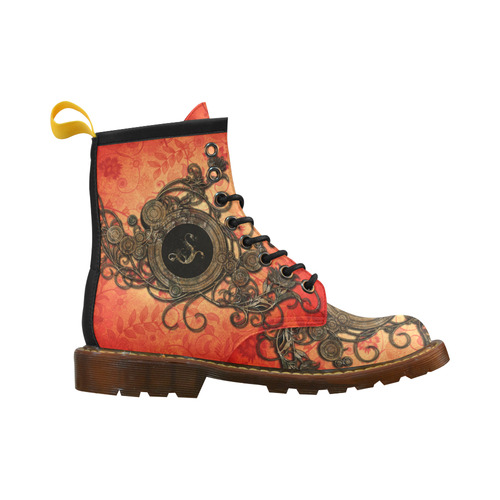 Decorative design, red and black High Grade PU Leather Martin Boots For Women Model 402H