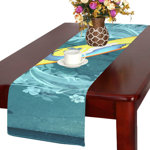 Sport, surfboard with dolphin Table Runner 14x72 inch