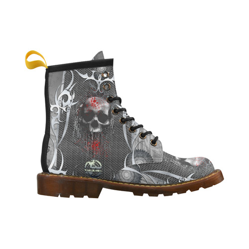 Awesome skull on metal design High Grade PU Leather Martin Boots For Women Model 402H