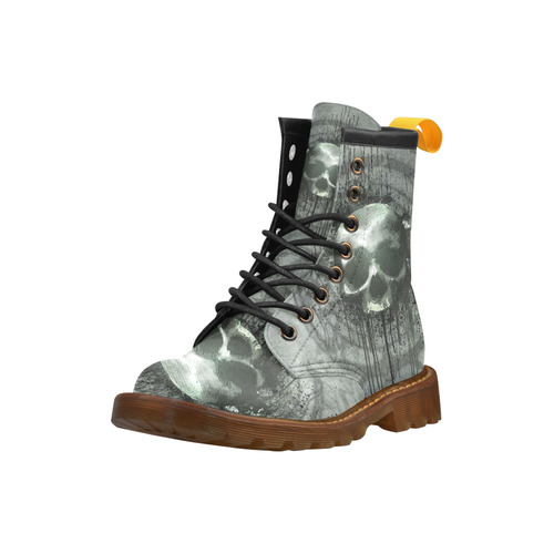Awesome skull with bones and grunge High Grade PU Leather Martin Boots For Women Model 402H