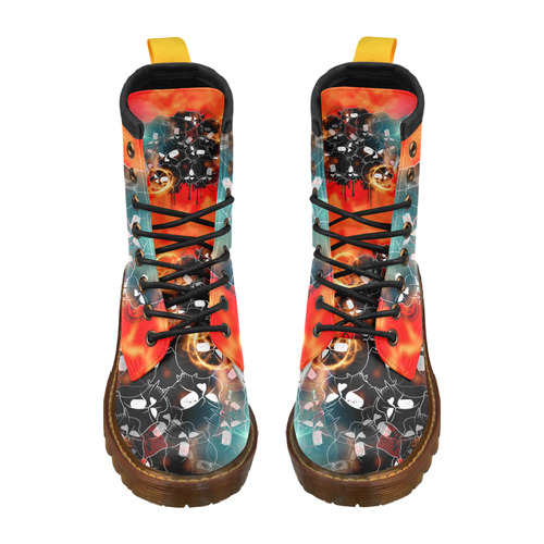 Awesome skulls High Grade PU Leather Martin Boots For Women Model 402H