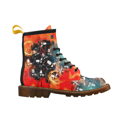 Awesome skulls High Grade PU Leather Martin Boots For Women Model 402H