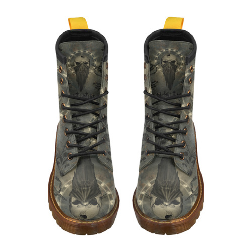 The creepy skull with spider High Grade PU Leather Martin Boots For Women Model 402H