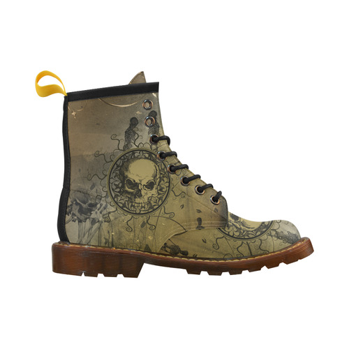 Amazing skull with skeletons High Grade PU Leather Martin Boots For Women Model 402H