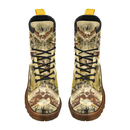 Amazing skull, wings and grunge High Grade PU Leather Martin Boots For Women Model 402H
