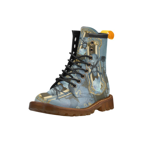 The blue skull with crow High Grade PU Leather Martin Boots For Men Model 402H