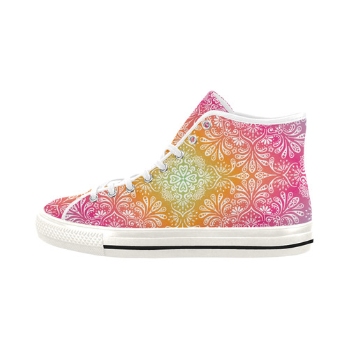 Rainbow Flowers Mandala I Vancouver H Women's Canvas Shoes (1013-1)