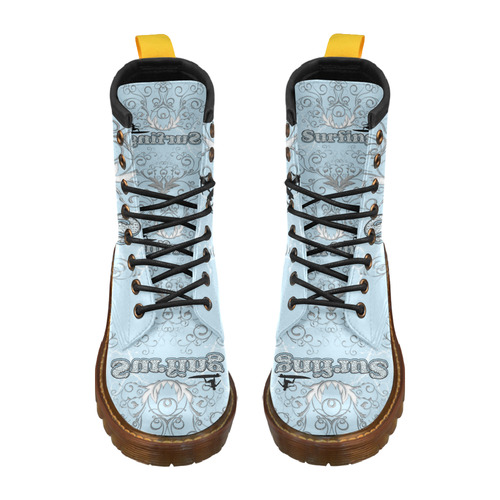 Surfboarder with decorative floral elements High Grade PU Leather Martin Boots For Men Model 402H