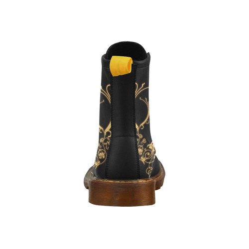 Awesome lion in gold and black High Grade PU Leather Martin Boots For Men Model 402H