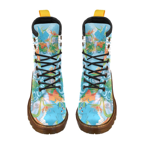 Cute budgies High Grade PU Leather Martin Boots For Women Model 402H