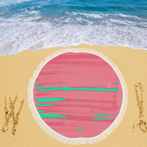 Mint on Pink Circular Beach Shawl 59"x 59"