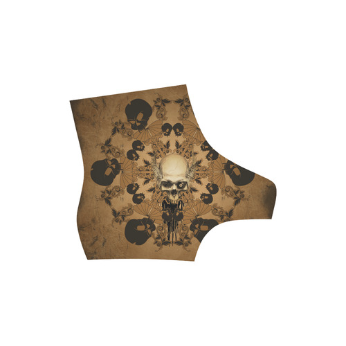 Skull with skull mandala on the background High Grade PU Leather Martin Boots For Men Model 402H