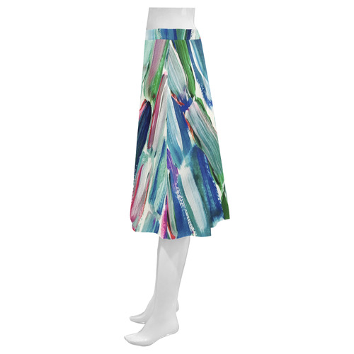 Blue and Pink Mnemosyne Women's Crepe Skirt (Model D16)