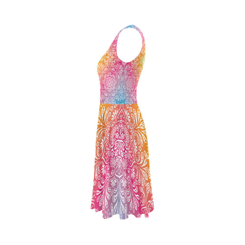 Rainbow Flowers Mandala I Sleeveless Ice Skater Dress (D19)
