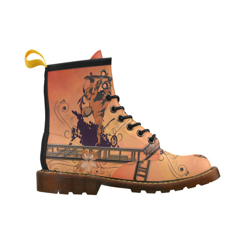 Skadeboarder with floral elements High Grade PU Leather Martin Boots For Men Model 402H