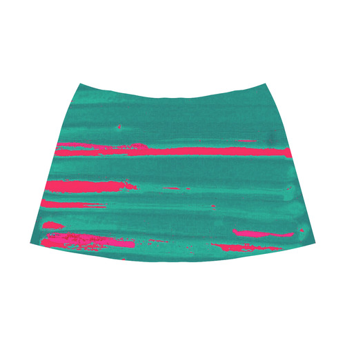 Green on Pink Mnemosyne Women's Crepe Skirt (Model D16)