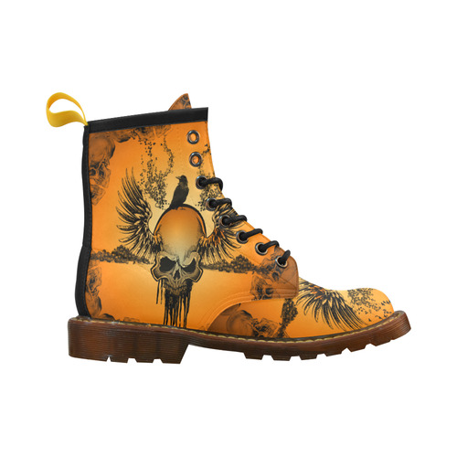 Amazing skull with crow High Grade PU Leather Martin Boots For Men Model 402H