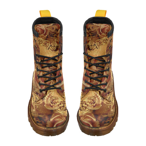Wonderful vintage design with roses High Grade PU Leather Martin Boots For Women Model 402H
