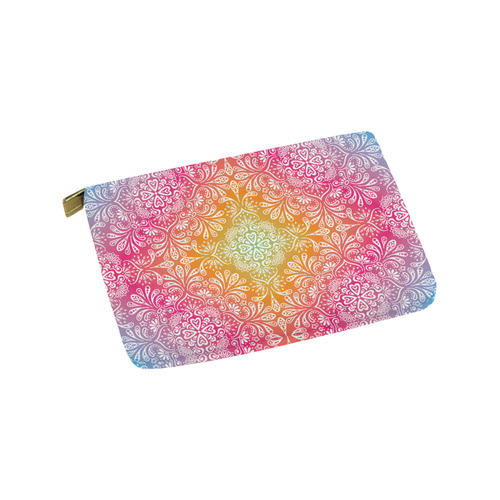 Rainbow Flowers Mandala I Carry-All Pouch 9.5''x6''