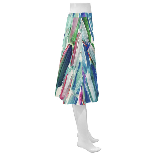 Blue and Pink Mnemosyne Women's Crepe Skirt (Model D16)