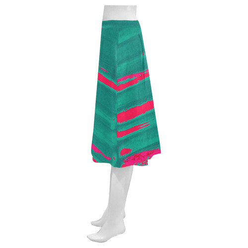 Green on Pink Mnemosyne Women's Crepe Skirt (Model D16)