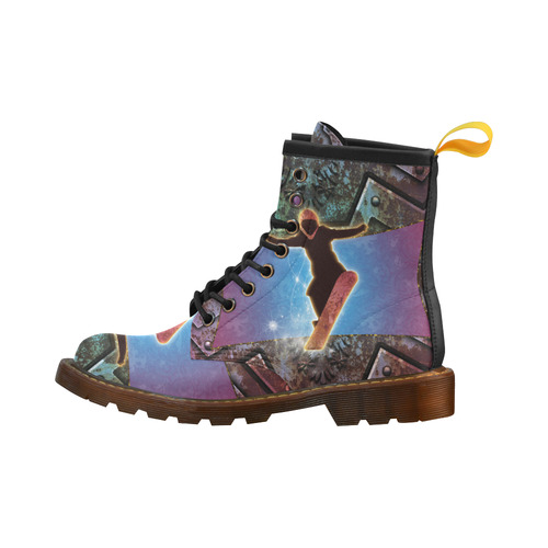Snowboarding on steampunk background High Grade PU Leather Martin Boots For Men Model 402H