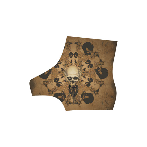 Skull with skull mandala on the background High Grade PU Leather Martin Boots For Men Model 402H
