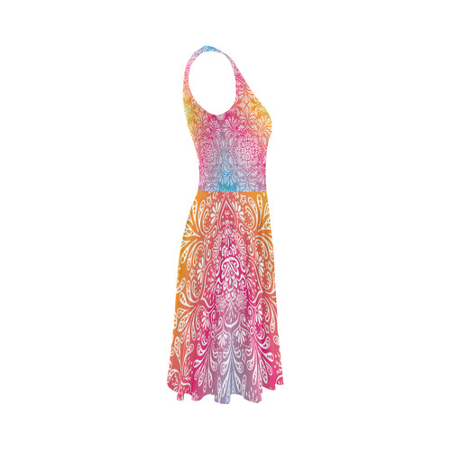 Rainbow Flowers Mandala I Sleeveless Ice Skater Dress (D19)