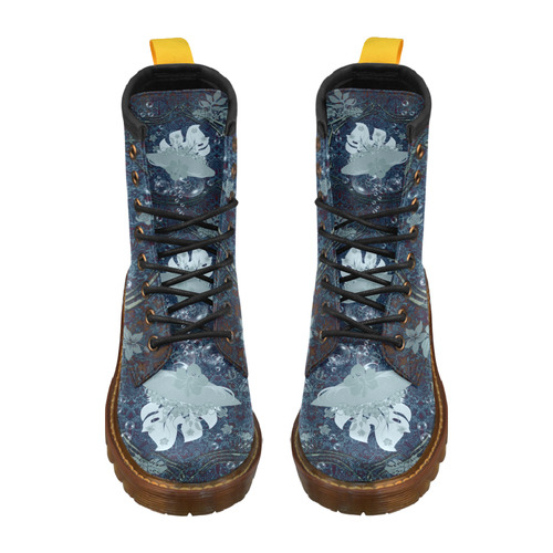 Sport surfboard and flowers High Grade PU Leather Martin Boots For Men Model 402H