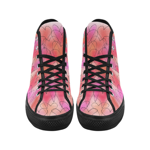 Hearts (black). Inspired by the Magic Island of Gotland. Vancouver H Women's Canvas Shoes (1013-1)