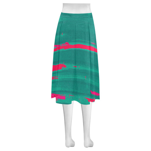 Green on Pink Mnemosyne Women's Crepe Skirt (Model D16)