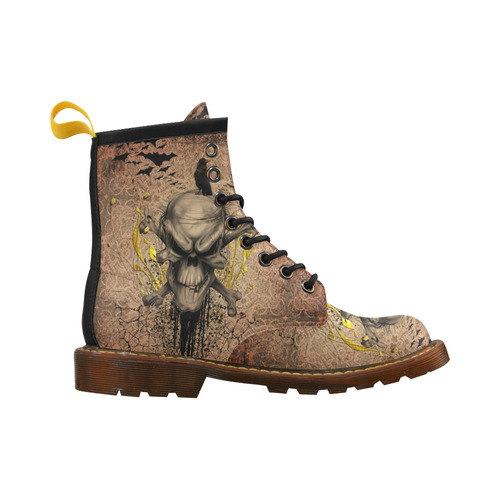 The scary skull with crow High Grade PU Leather Martin Boots For Men Model 402H